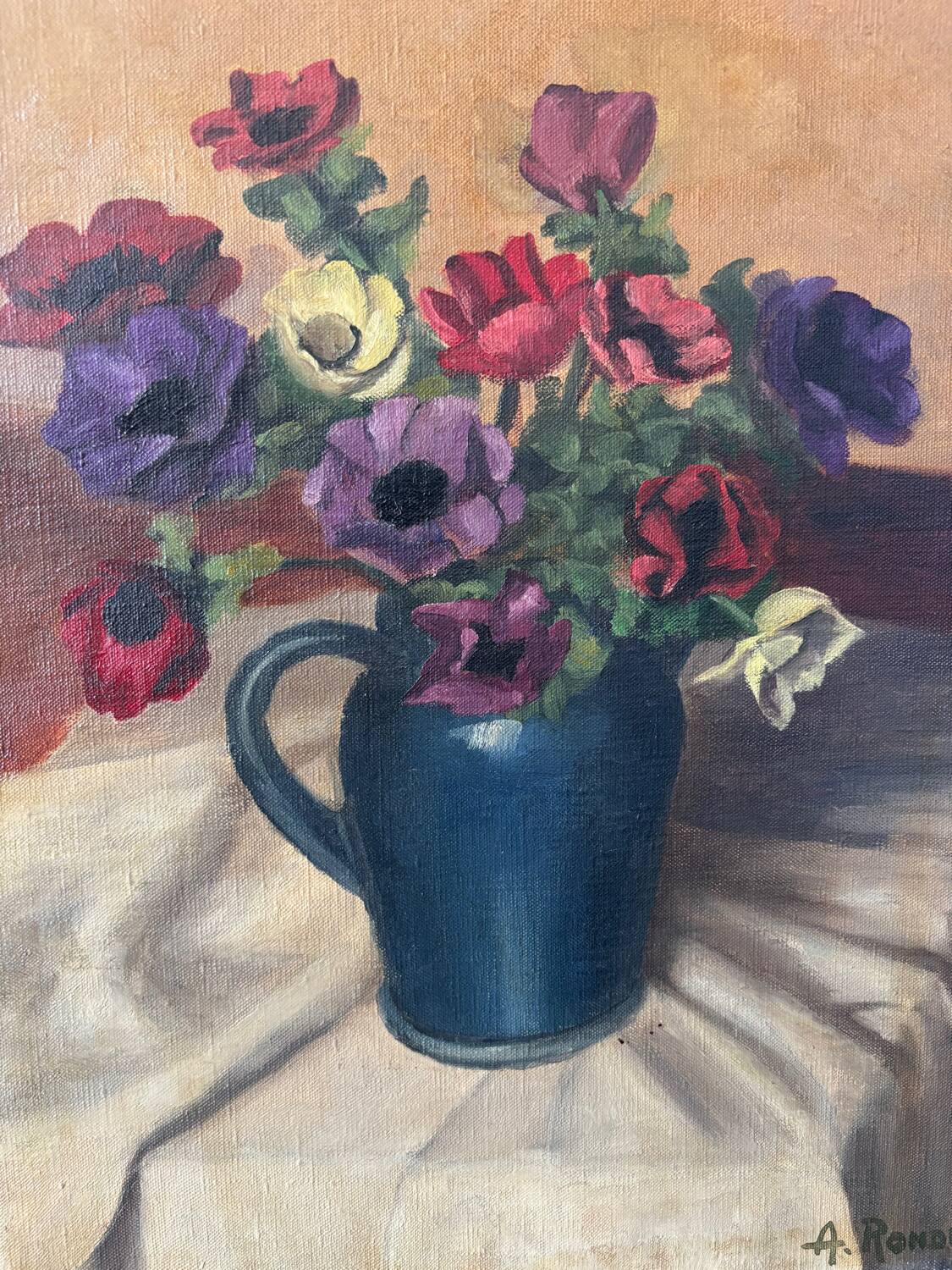 Bouquet of flowers signed Rondeau