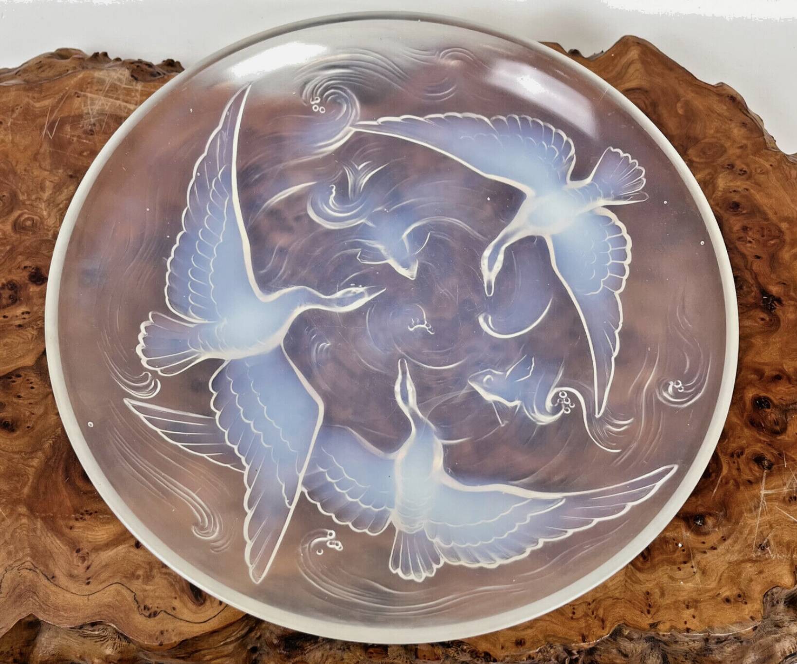 Verlys France opalescent dish ducks hunting fish - 471014