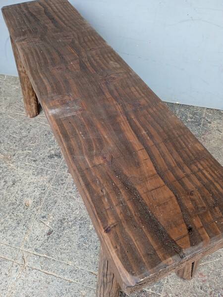Bench 100 cm old solid wood with patina