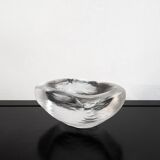 Centre de table en verre transparent lourd Orrefors Suède années 1960