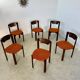 Set of 6 Girsberger Scandinavian style chairs from the 70s, vintage, solid wood, original fabric
