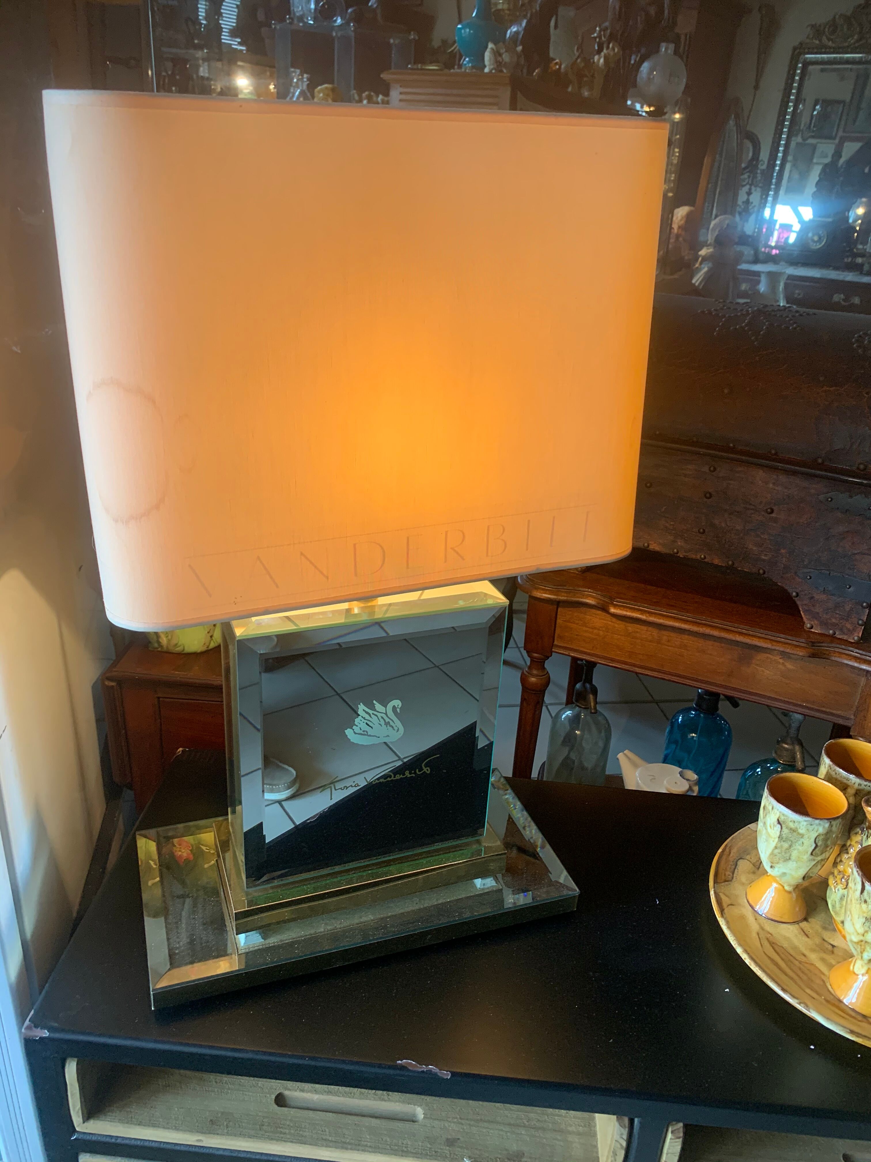 Gloria Vanderbilt lamp with bevelled mirror