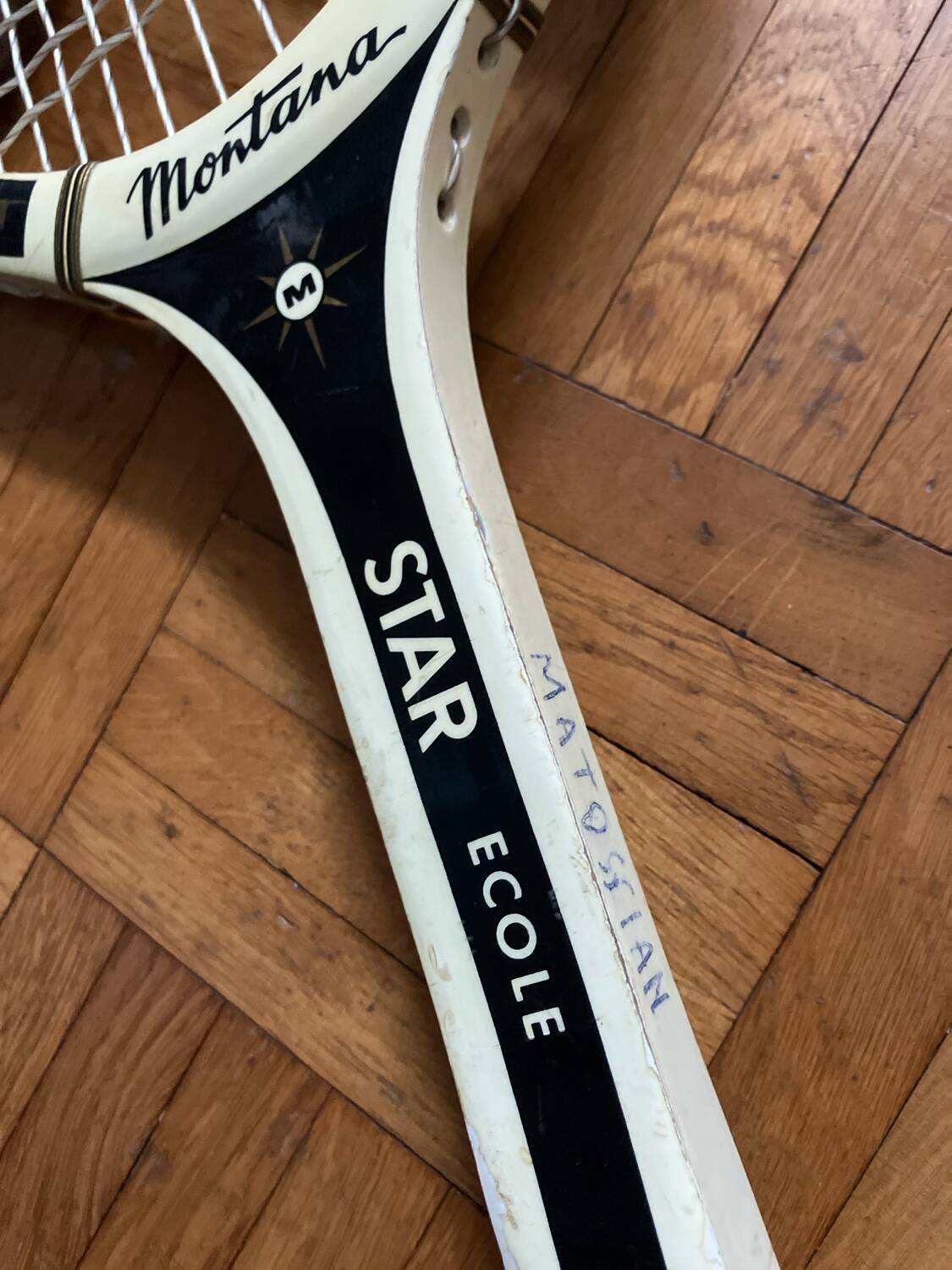 Vintage wooden tennis racket Montana Promotion