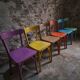 Chaises bistrot françaises Baumann en couleurs variées, lot de 6, années 1950