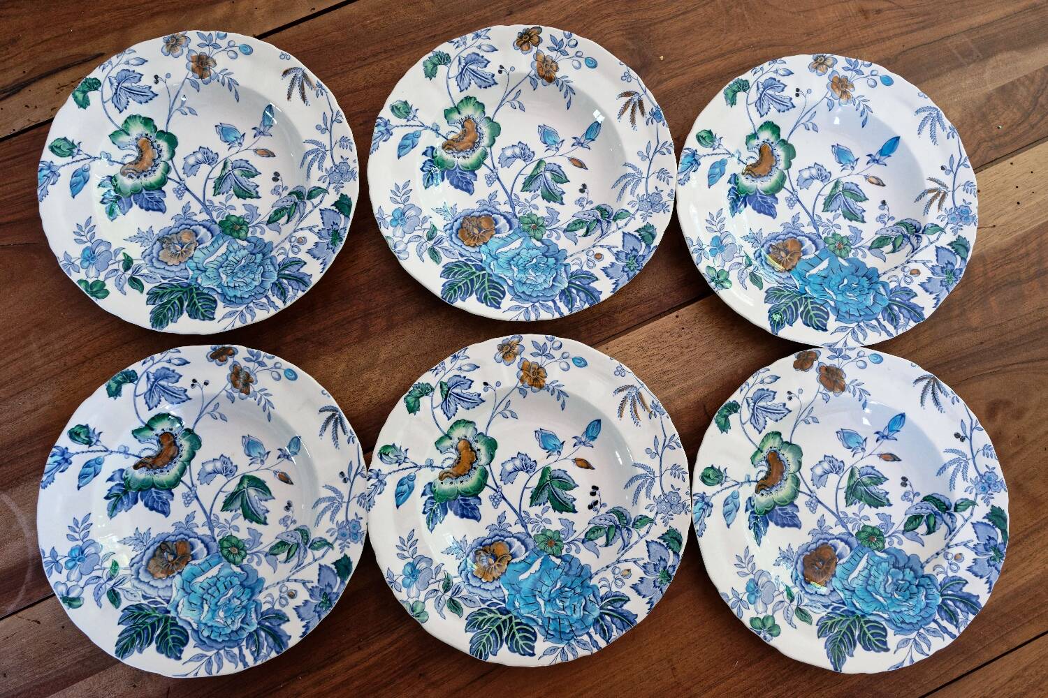 lot of 6 old hollow plates English earthenware Mason's