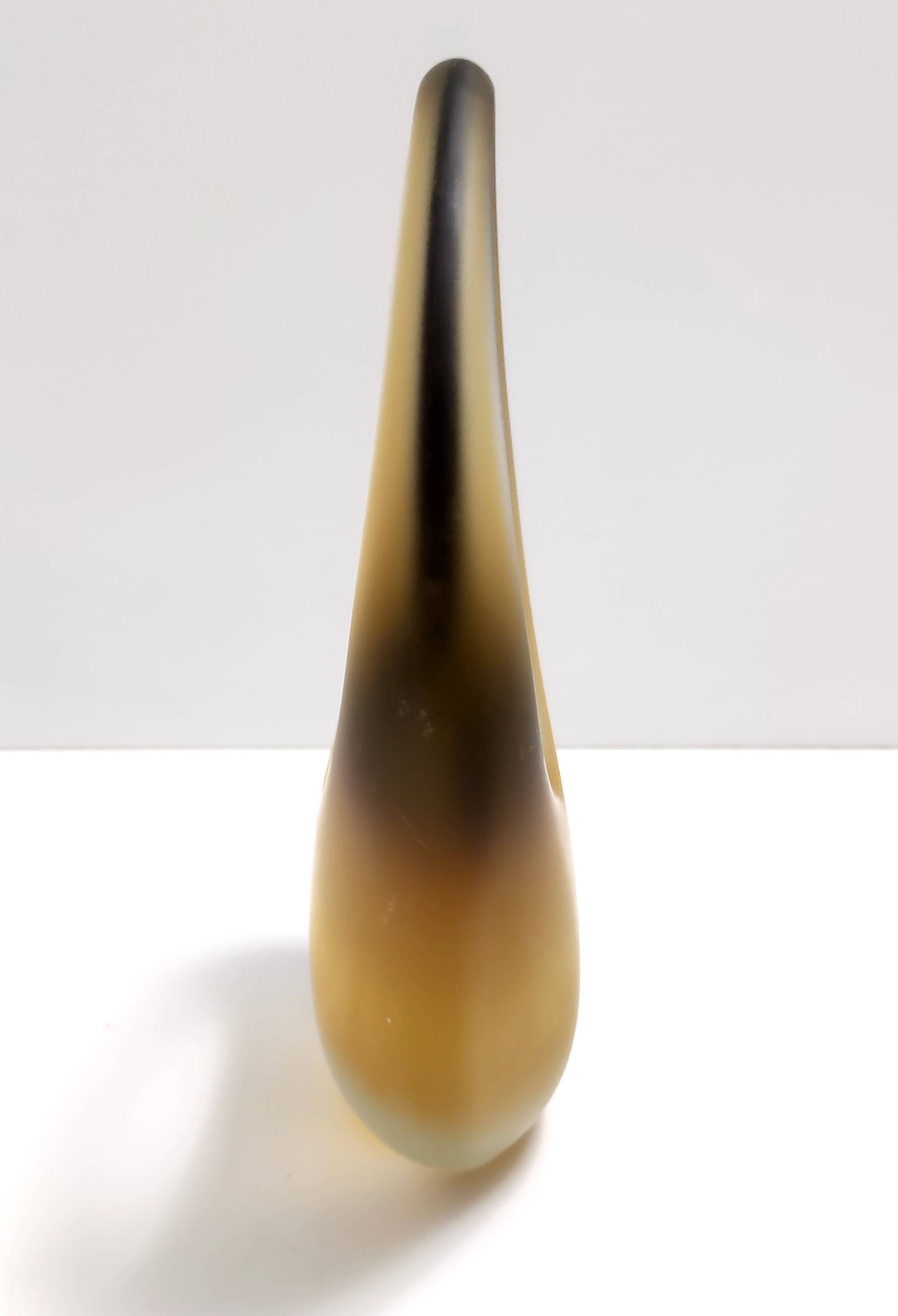 Etched Sommerso Murano Glass Basket or Vase by Archimede Seguso, Italy