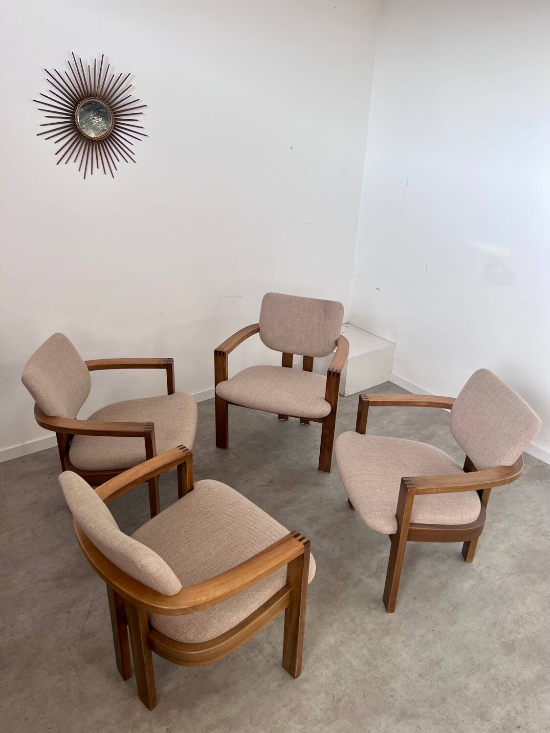 4 old armchairs Italian design chairs 70s vintage curved wood