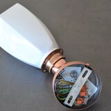 Original articulated wall lamp in white opaline and copper support