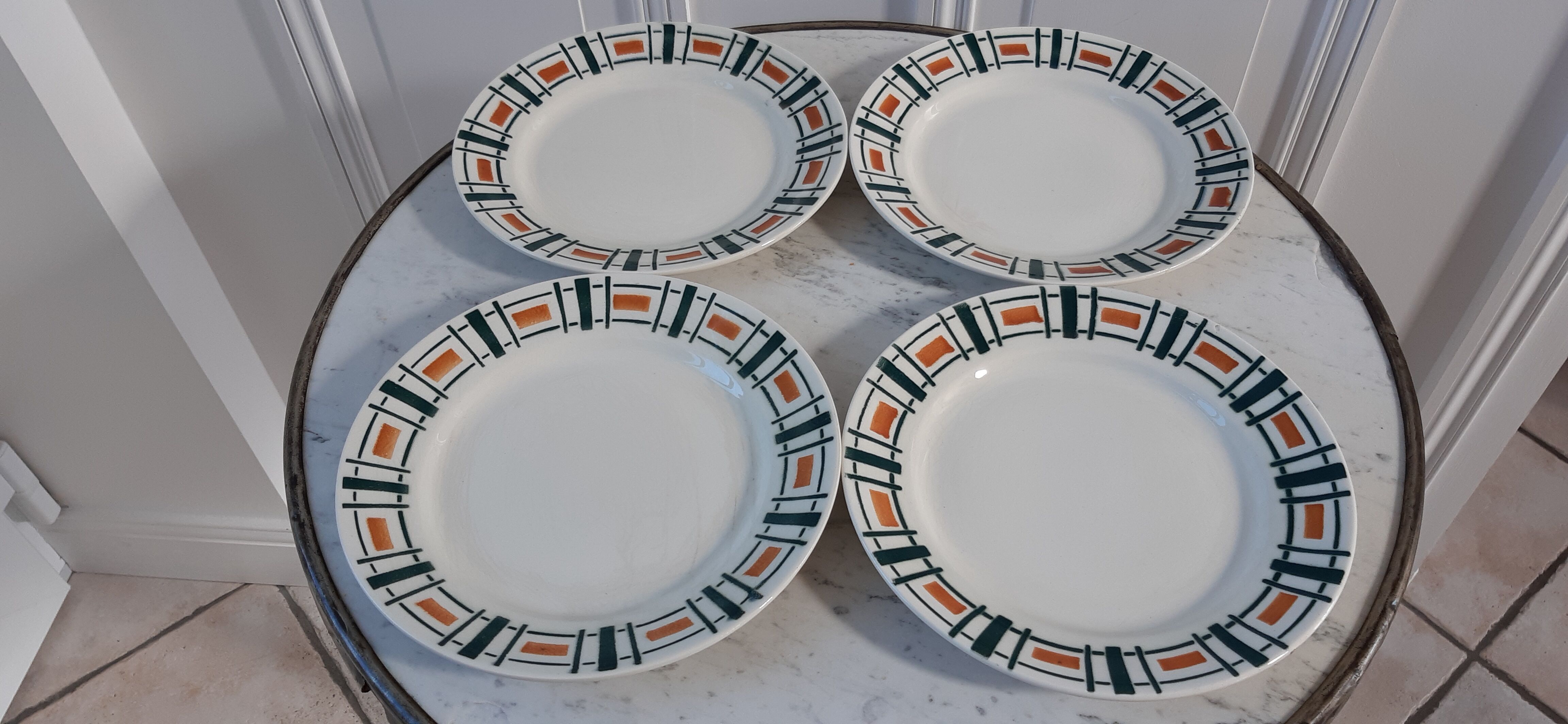 Set of 4 flat plates Badonviller model Quiberon