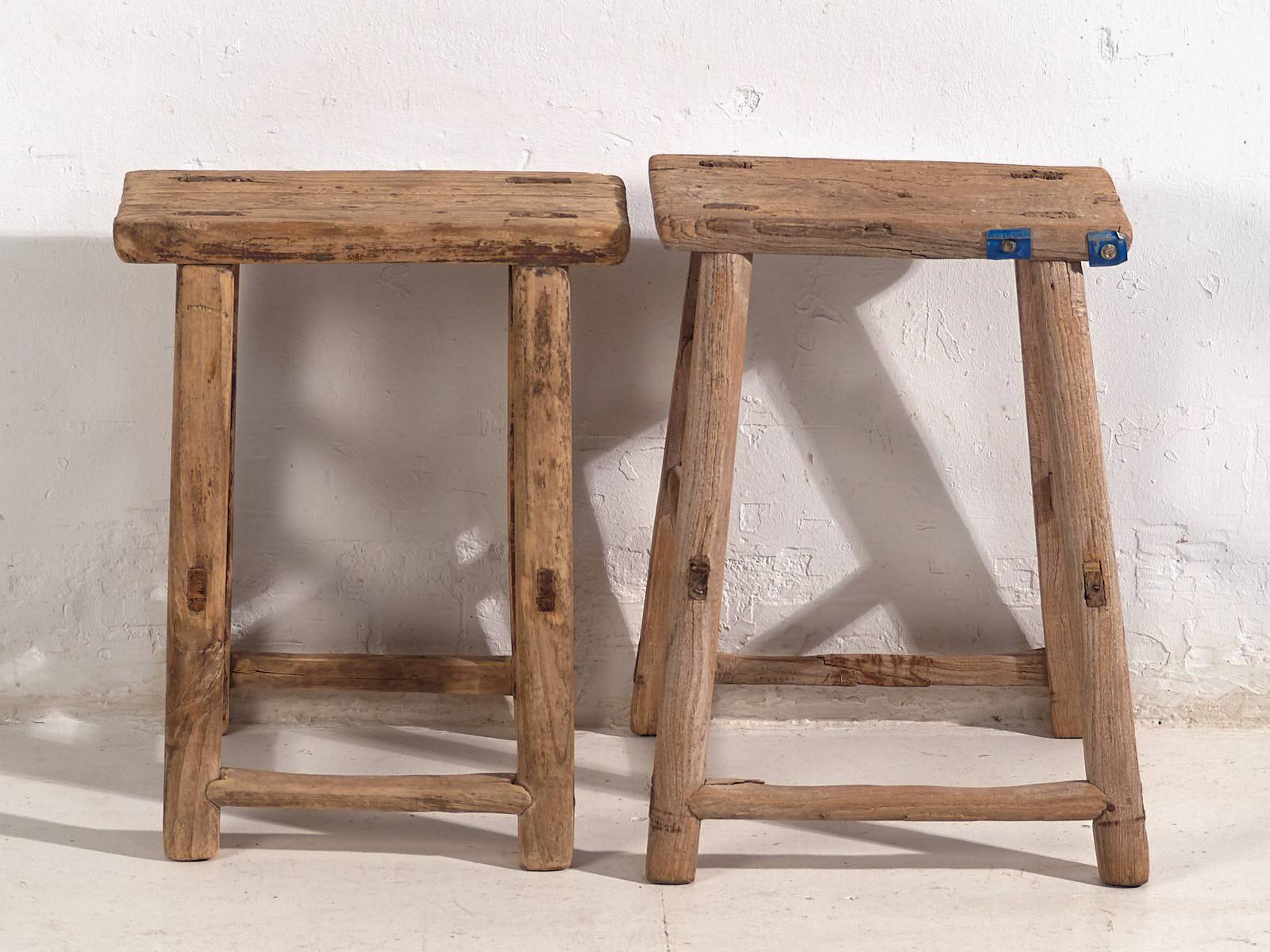 Pair of antique stools for bedside tables (circa 1900). Set of 2 pieces