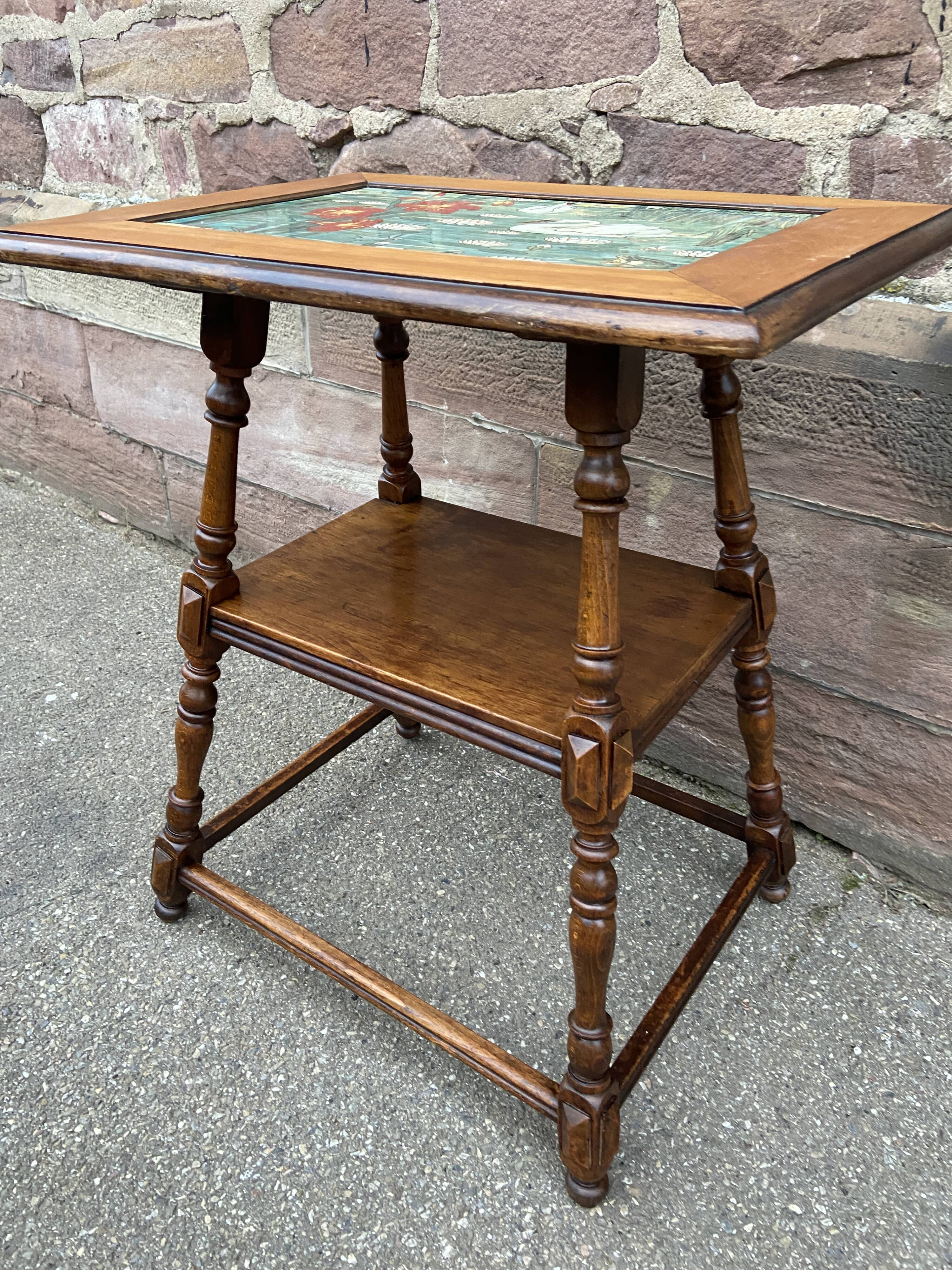 Side table jugendstil Art Nouveau wooden pedestal table 1910