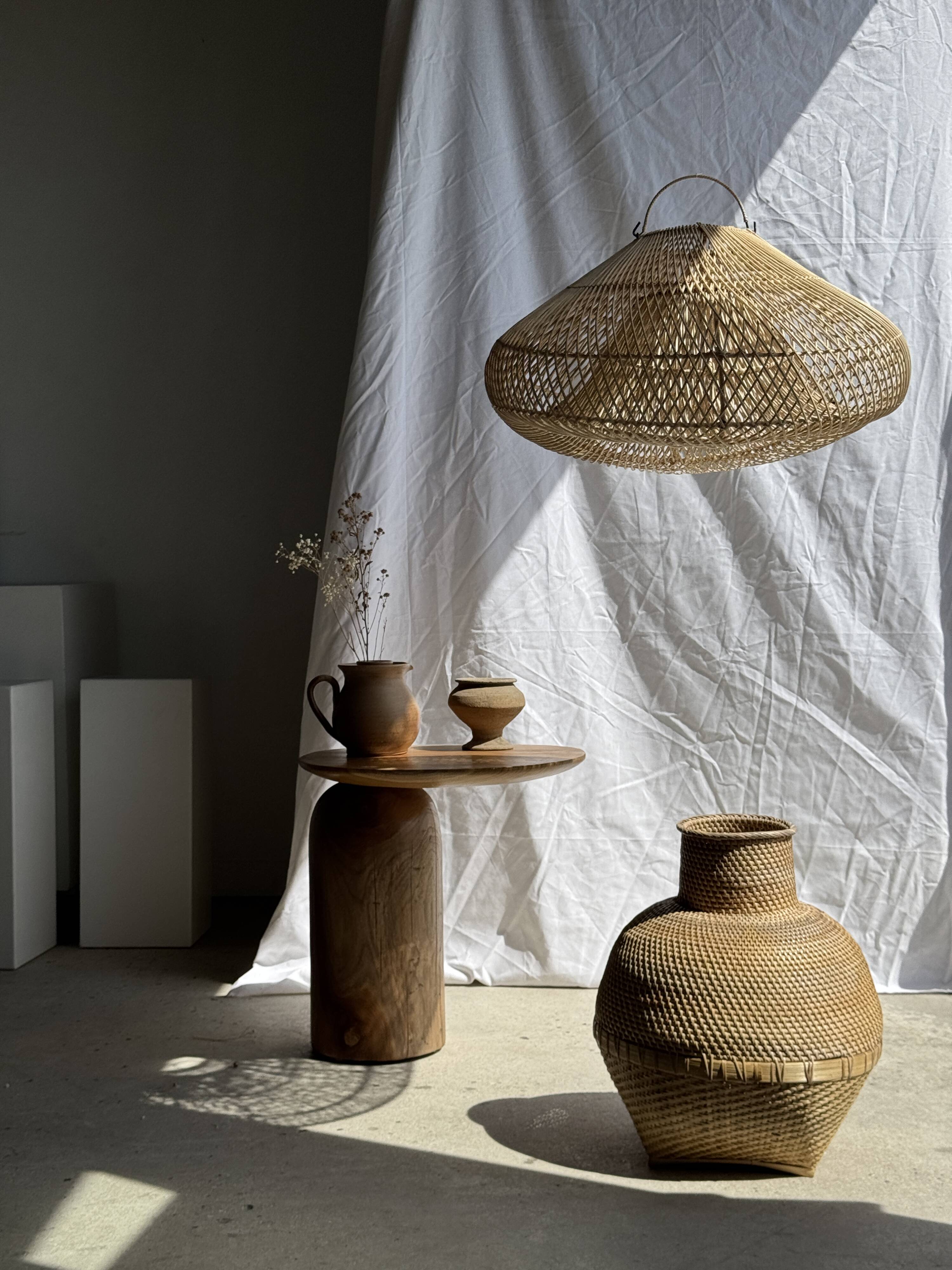 Small brutalist Indonesian footed pot H13 D15