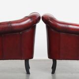 Ensemble de 6 fauteuils club Chesterfield en cuir de vache anglais
