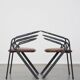 Set of 4 1970s design dining chairs with leather seats and metal frame