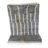 Black and white striped Beni Ouarain rug 3/2m