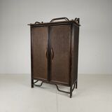 Vintage wicker wardrobe / linen cabinet – rattan & bamboo