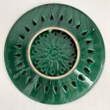 Vintage openwork green ceramic fruit bowl