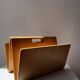 Vintage curved plywood magazine rack, W shape, Alvar Aalto style.