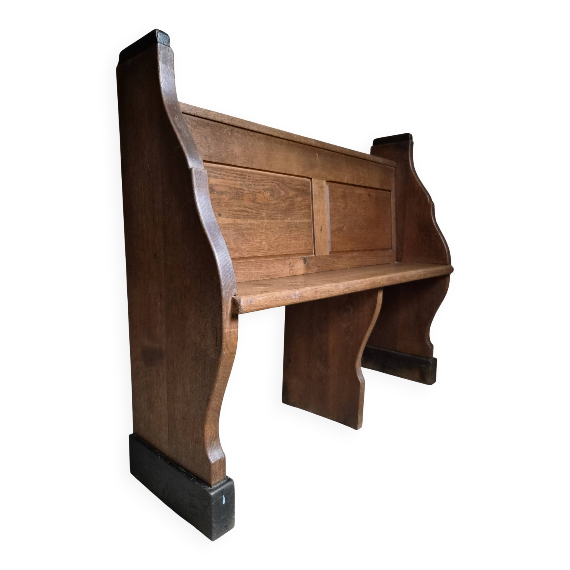 Antique church bench in oak, circa 1900–1920