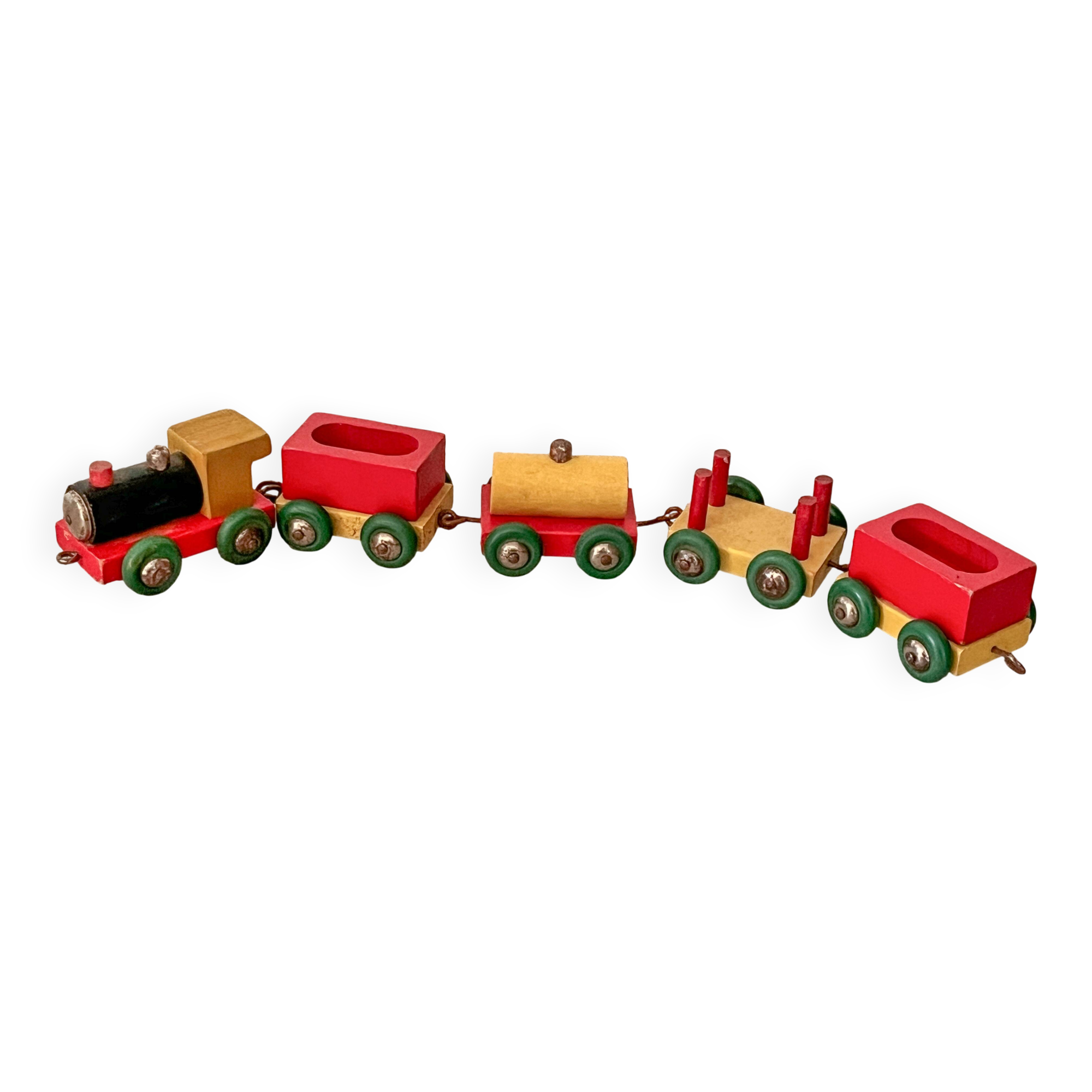 Small wooden train by Clairbois, vintage toy