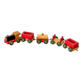 Small wooden train by Clairbois, vintage toy
