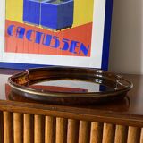 Hollywood regency brass and tortoiseshell lucite tray, Guzzini Italy 1970s