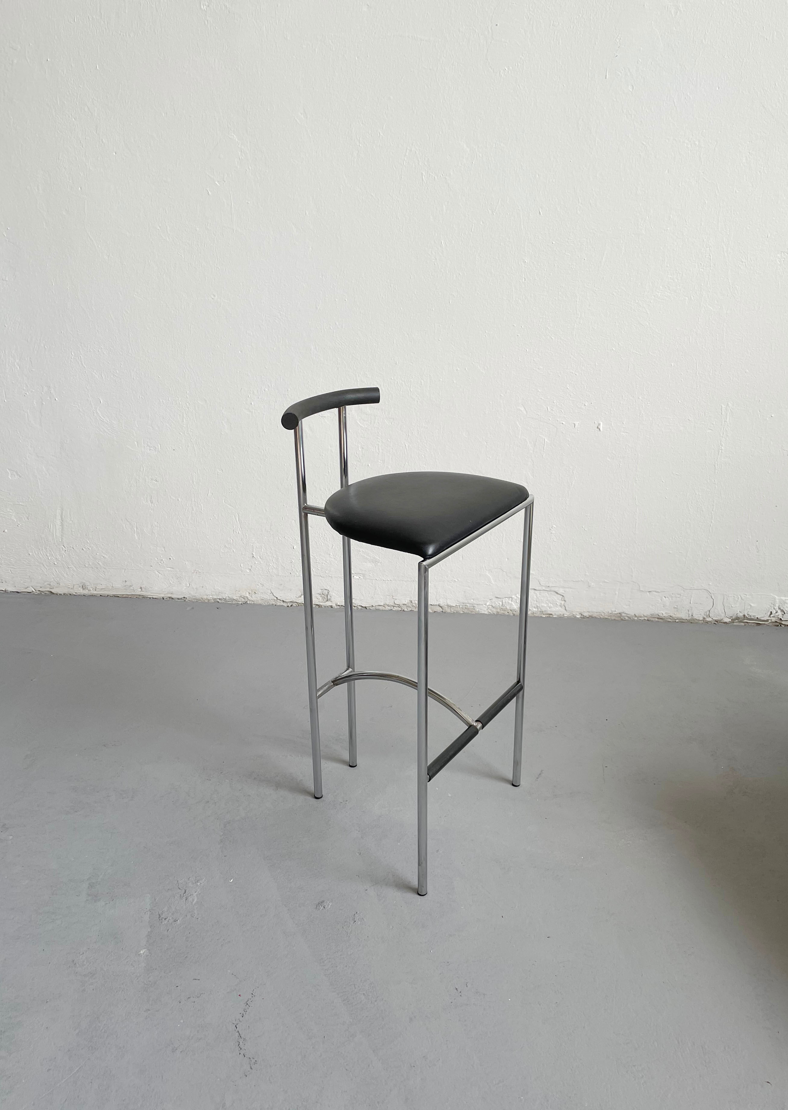 Italian Postmodern Black Tokyo Stool by Rodney Kinsman for Bieffeplast, 1985
