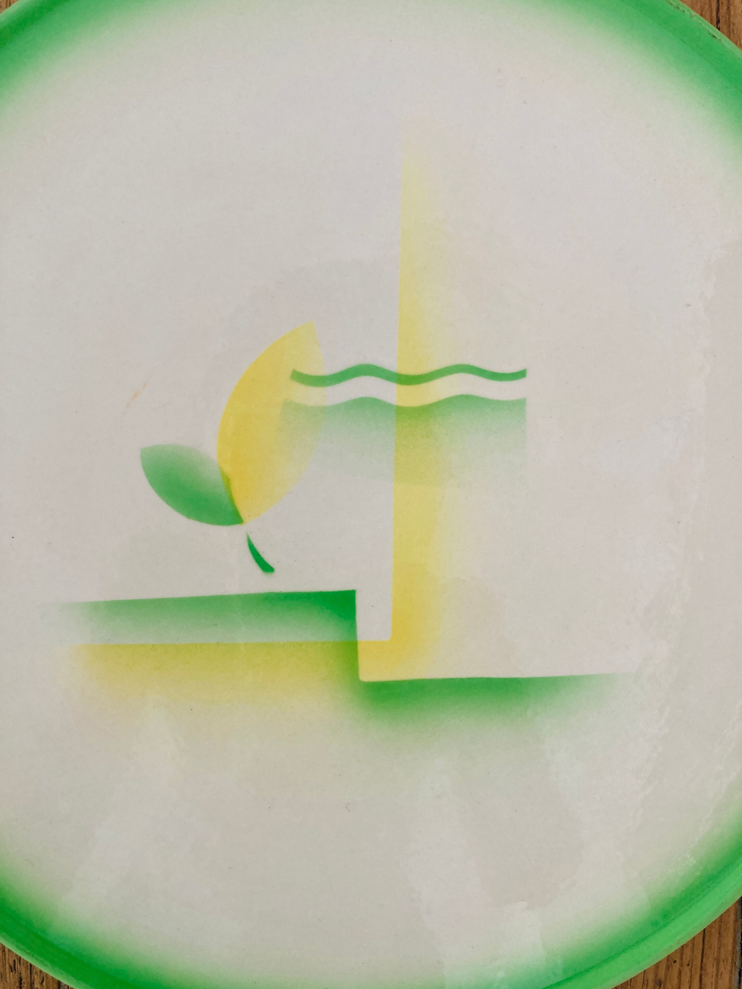 Dish in faience villeroy & boch green and yellow