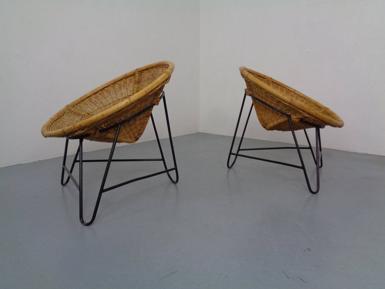 Mid-Century German Bamboo Chairs, 1960s, Set of 2
