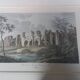 Old Color Lithograph “Roman Aqueduct Fréjus” + Black Wood Frame #A686