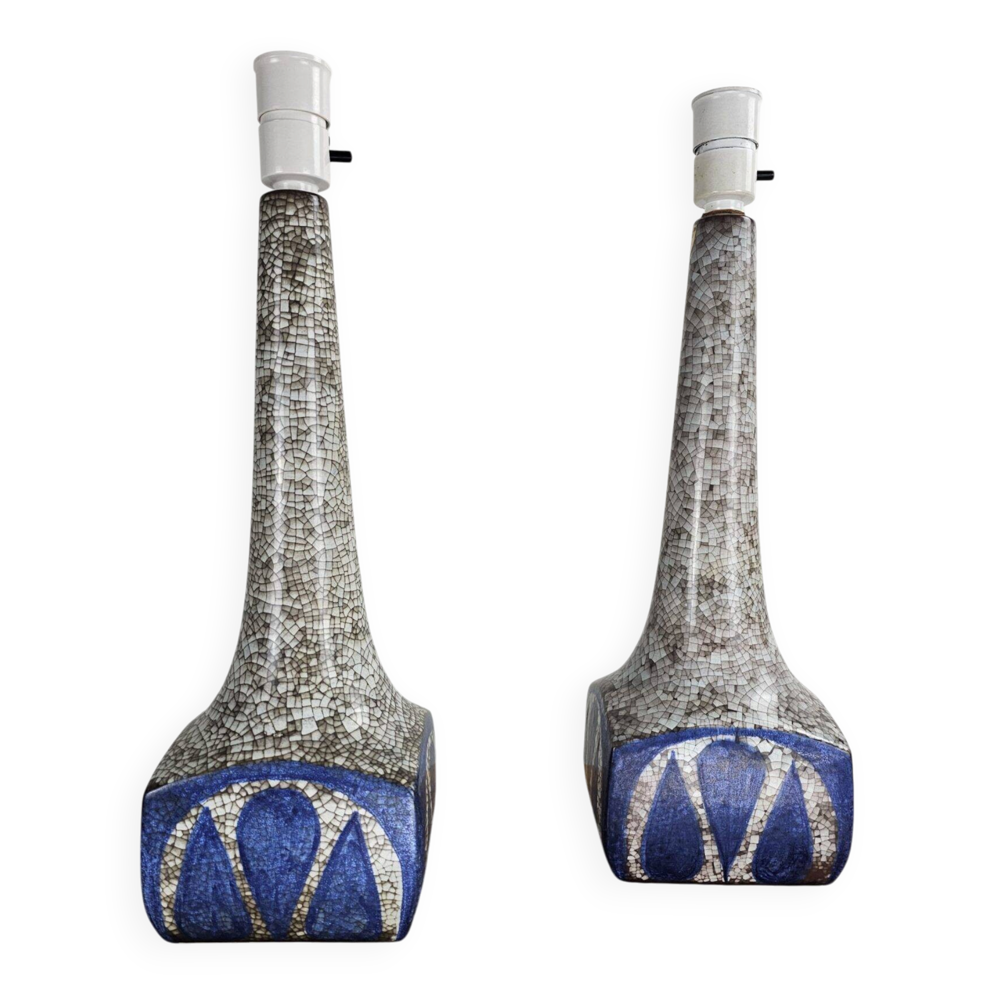 Danish table lamps in blue glaze by Marianne Starck for MA&S 1960s, set of 2