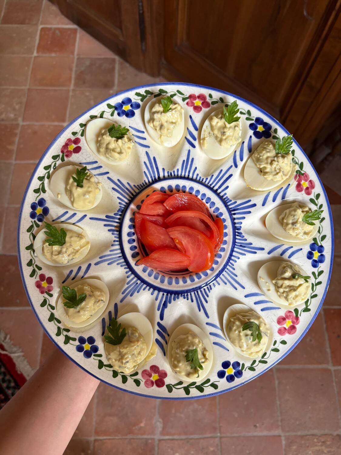 Plat à huîtres peint à la main