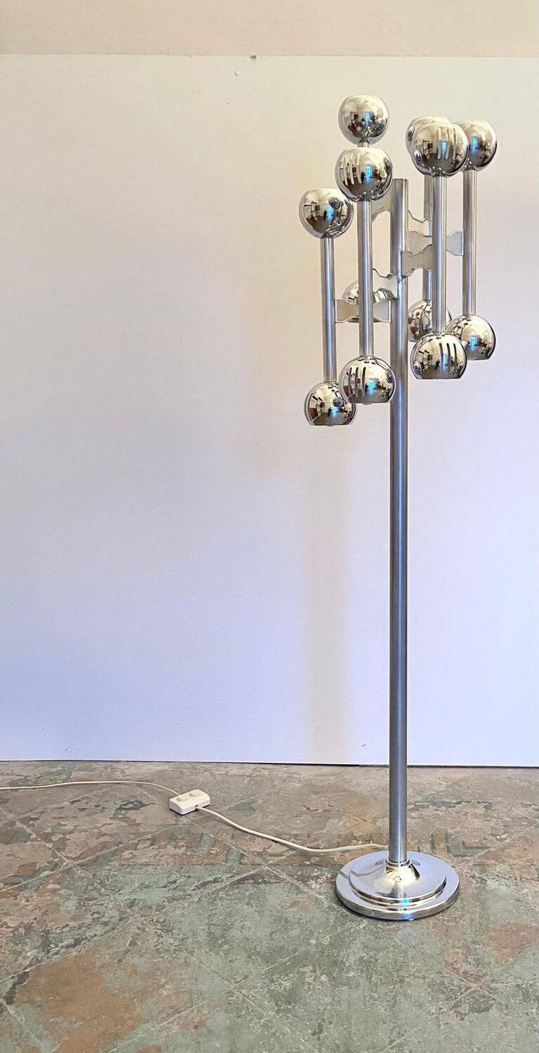 Lampadaire Space Age chromé, Italie 1970