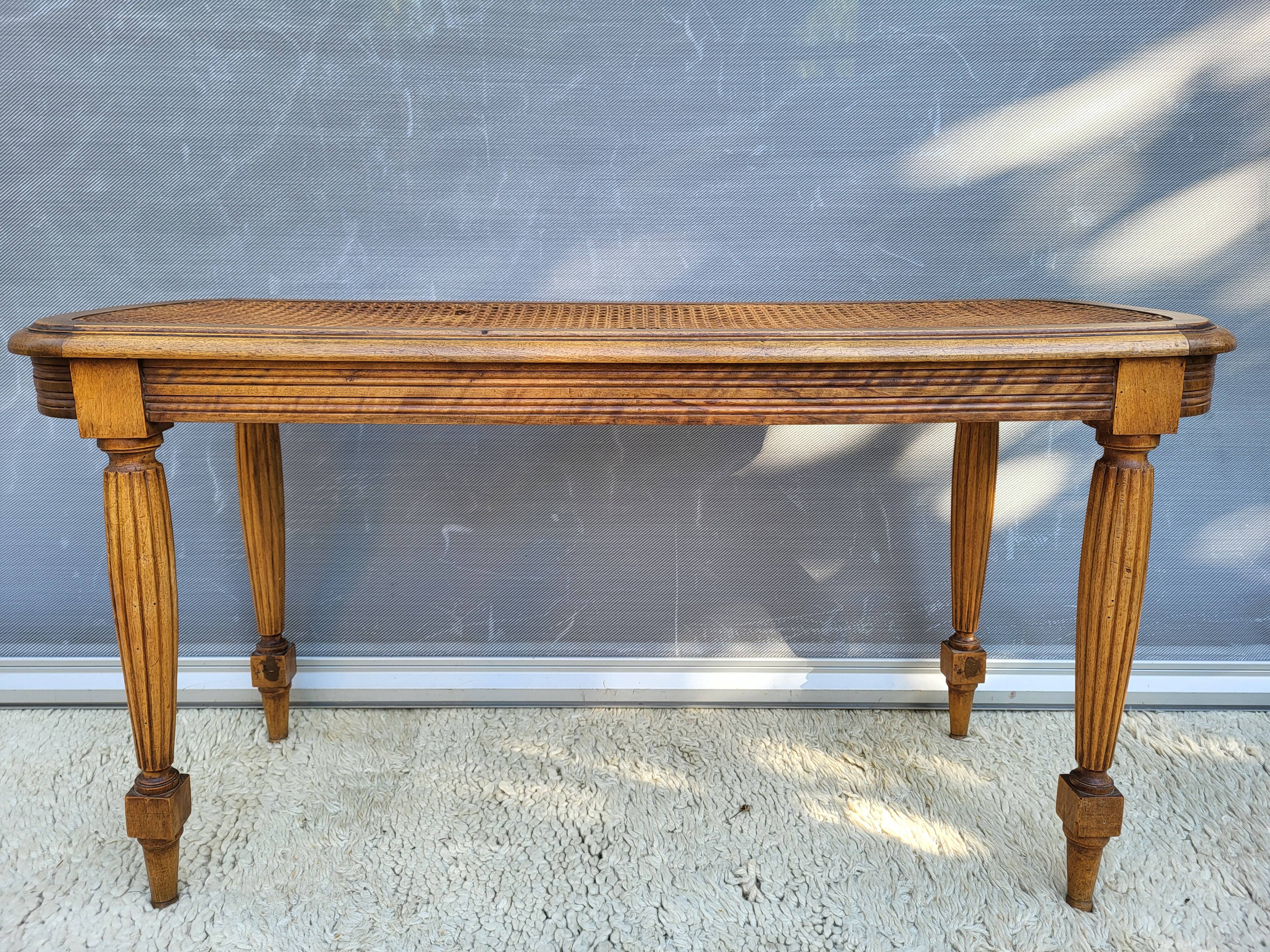 Louis XVI style piano bench in wood and cane