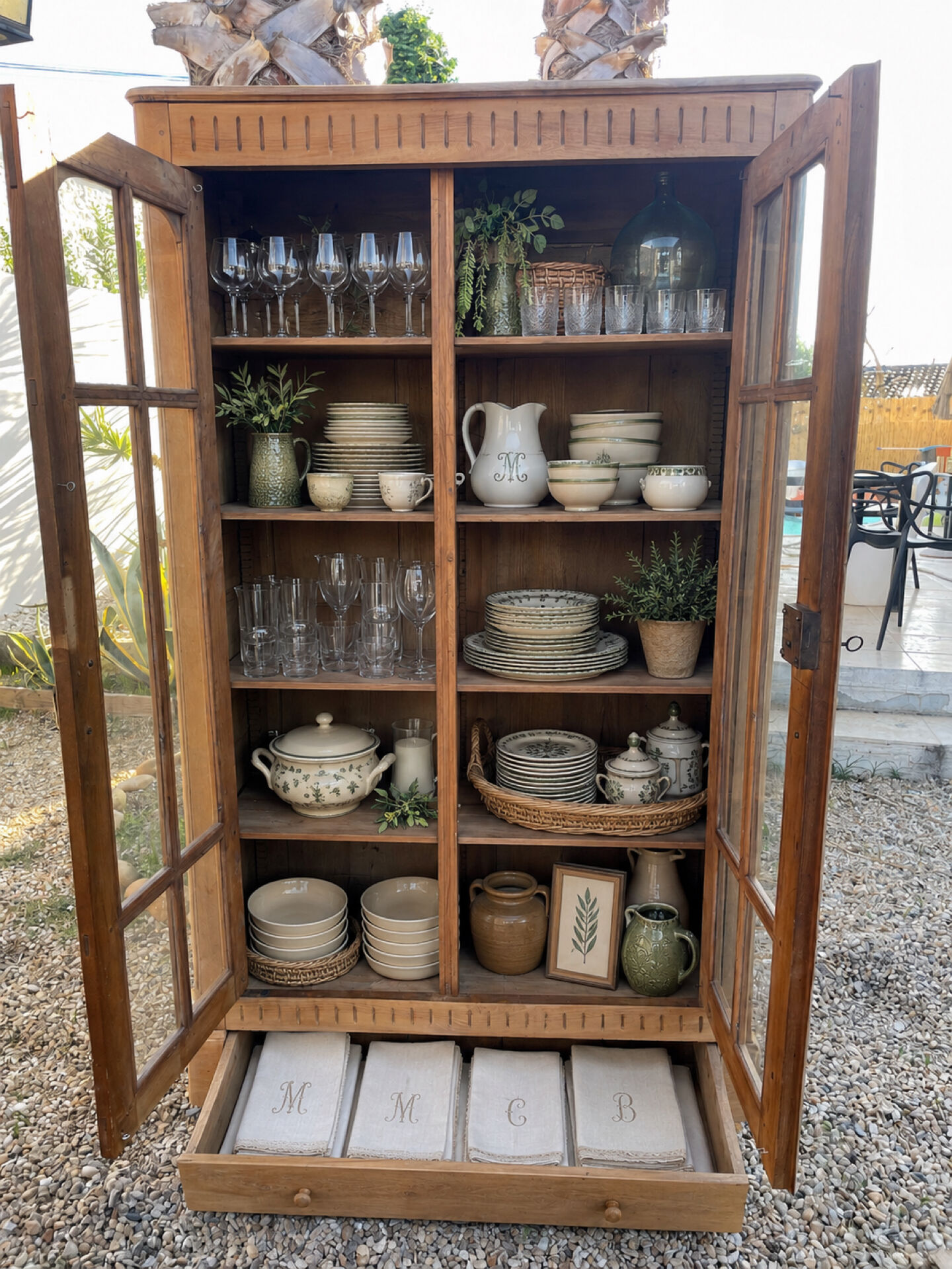 Magnificent Art Deco display cabinet sanded.