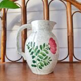 Pitcher vase shiny flowered ceramic
