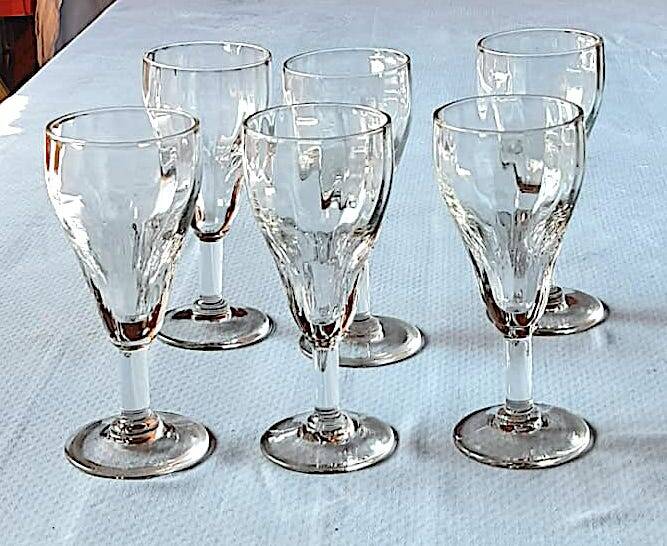 6 blown glass stems, circa 1900