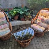 1970s spiral rattan lounge set