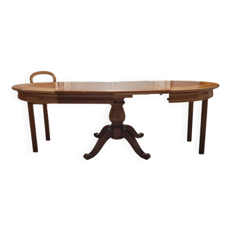 Table ronde extensible en merisier style Louis Philippe