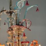 Rezzonico Venetian chandelier in multicolored Murano glass, 12 light arms, circa 1900