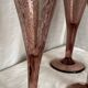 Set of 6 large vintage 1960s fuchsia bubble footed glasses.
