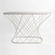 White Twisted Console 1980s  Noguchi Style USA Mid Century Oval