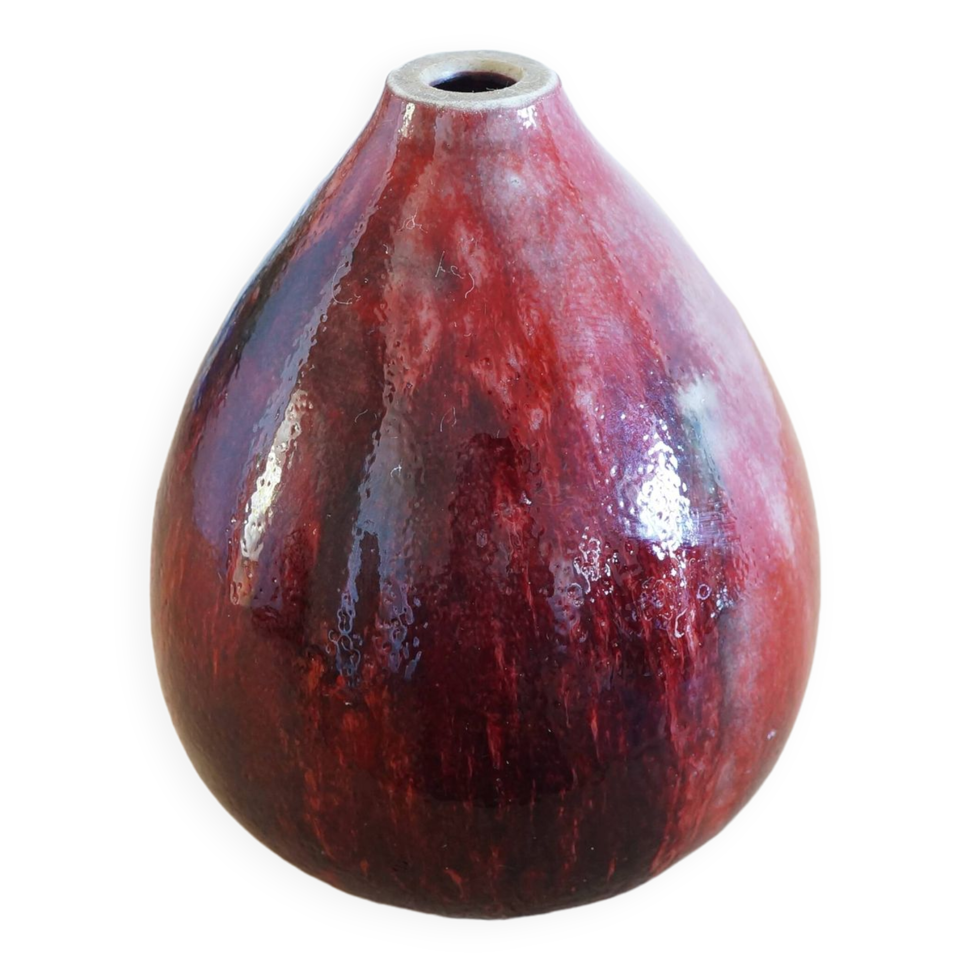 Vase en grès émaillé rouge, estampillé