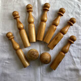 Old set of 7 pins 2 wooden balls