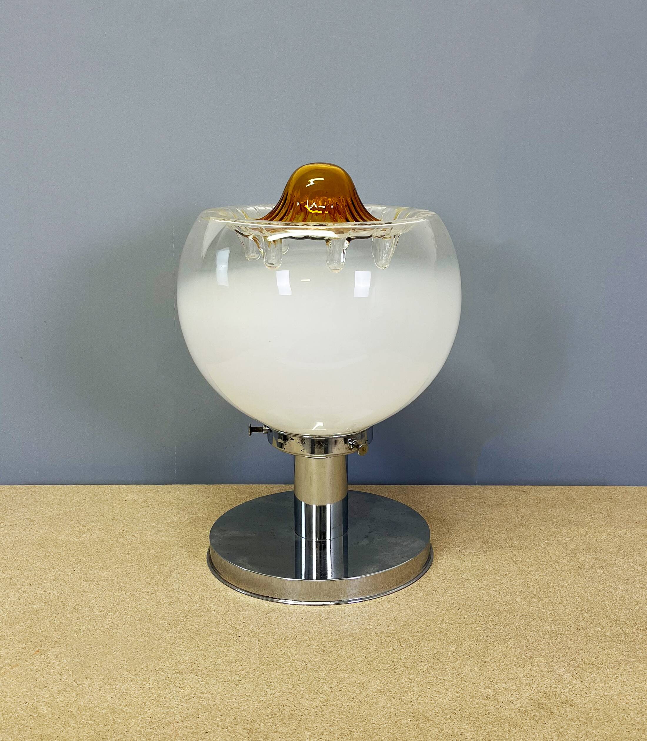 Table Lamp Mazzega, Toni Zuccheri opal glass