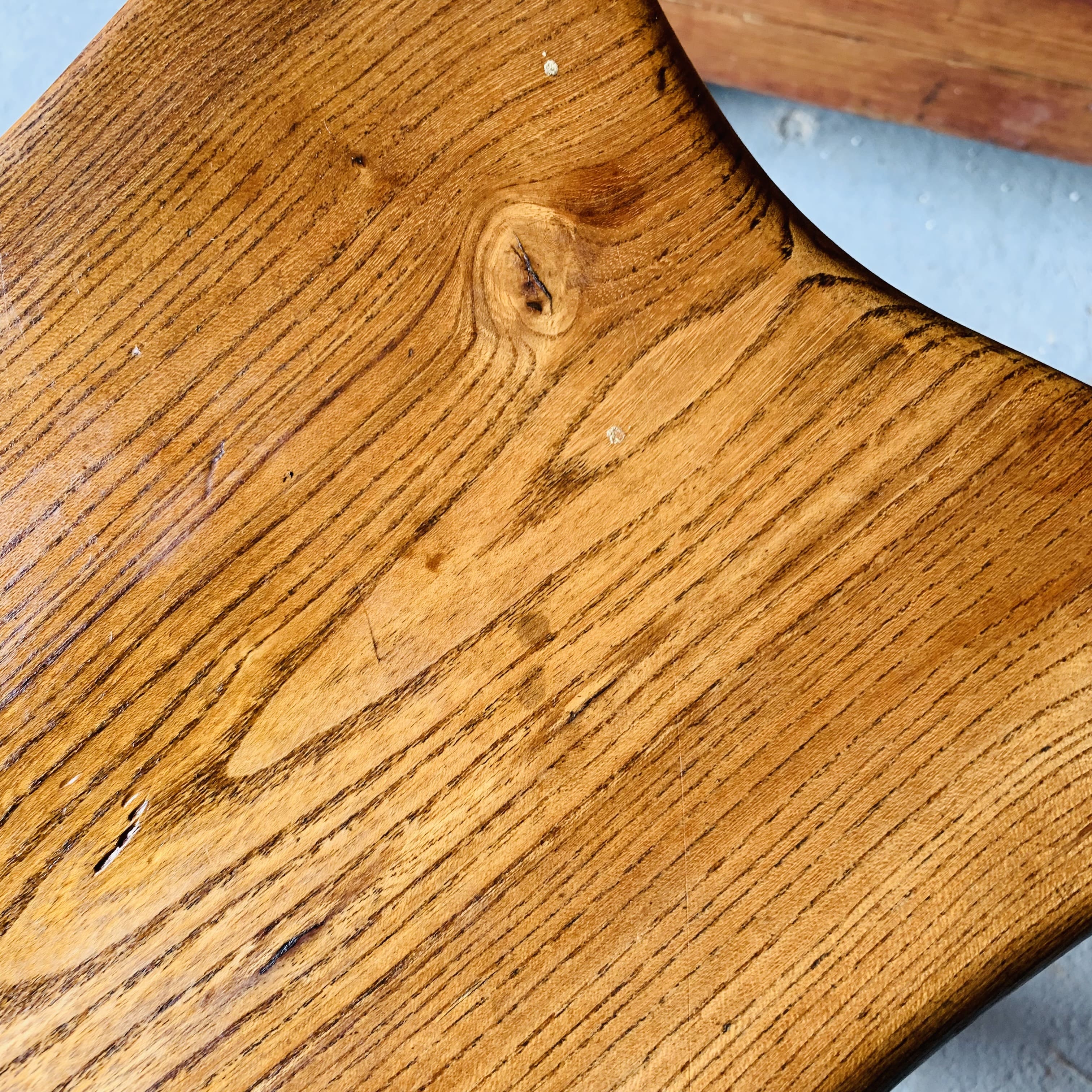 Brutalist wooden bench