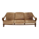 1970s Brutalist Dutch Oak and Leather 3 Seater Sofa
