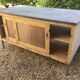 Antique workshop cabinet with sliding doors