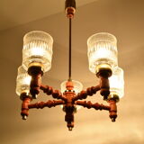 Mid-century Wood Chandelier by Instala Jilove u Decina,1960's
