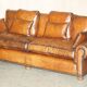 Pair of Ralph Lauren Jamaica club sofas restored in leather.